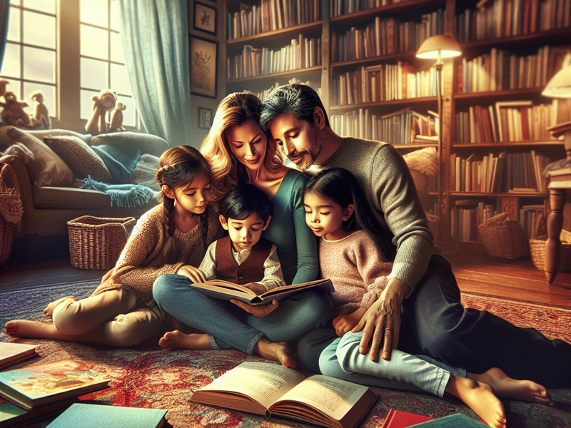 Família lendo juntos