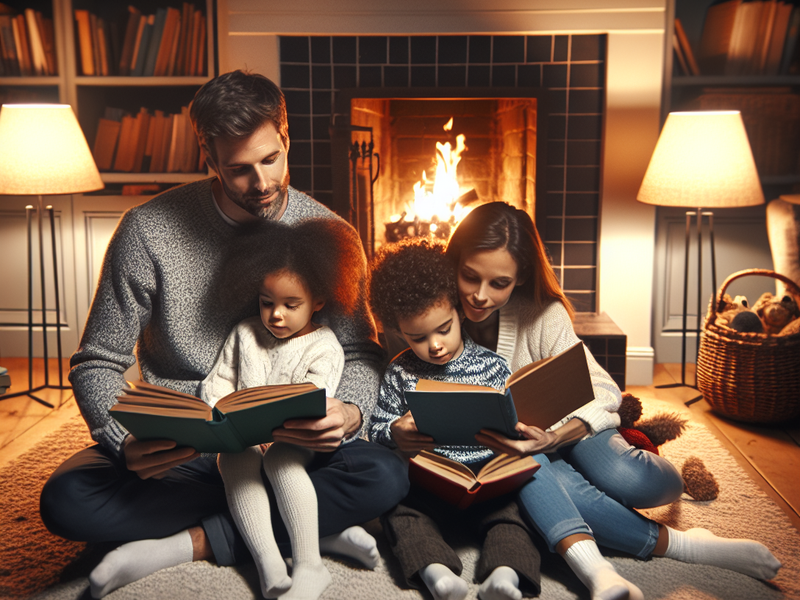 Família lendo juntos