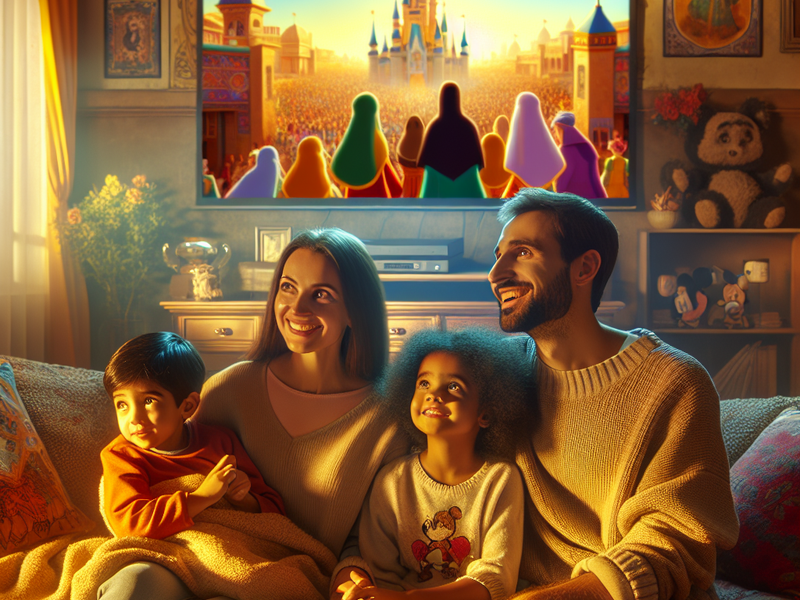 Família assistindo filme
